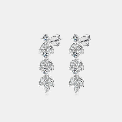 925 Sterling Silver Moissanite Leaf Earrings