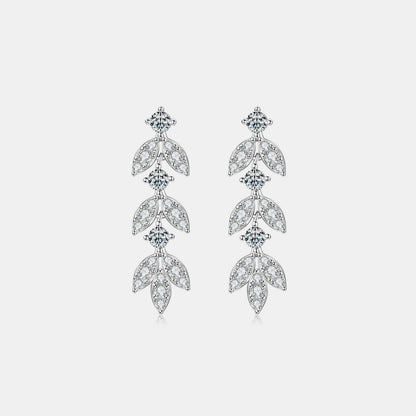 925 Sterling Silver Moissanite Leaf Earrings