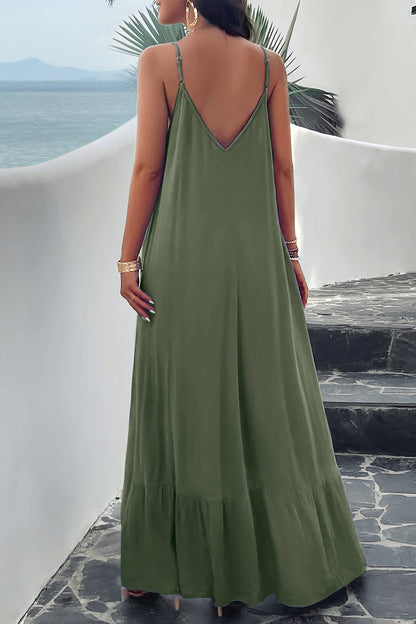 Devine Backless Maxi Cami Dress with Pockets