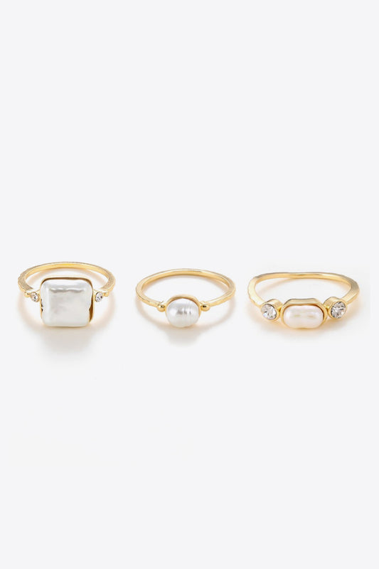 Pearl 18K Gold-Plated Ring Set, Pearl 18K Gold-Plated Ring Set, Pearl 