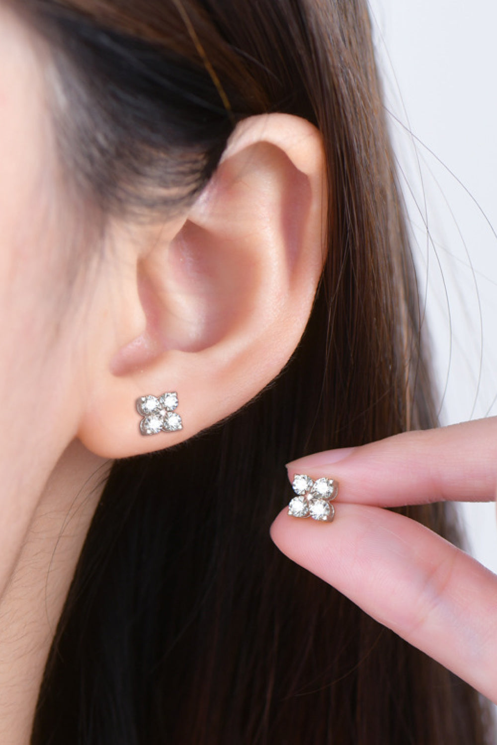 Moissanite 925 Sterling Silver Four-Leaf Clover Shape Earrings